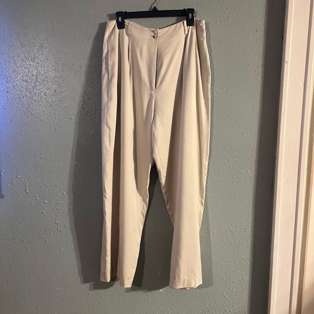Vtg ISDA & CO Women's sz 14 Pants ivory Silk Slacks Workwear Office Business
